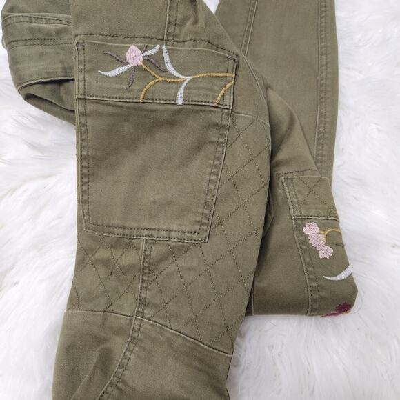 Anthropologie Size 26 Green Austen Embroidered Utility Pants - Picture 7 of 10